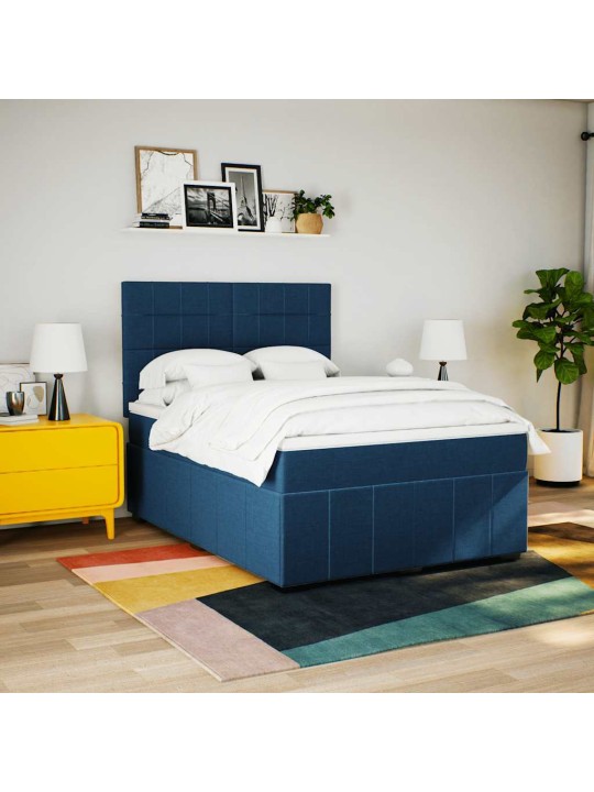 Box spring postel s matrací modrá 140x190 cm textil