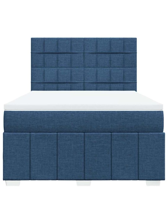 Box spring postel s matrací modrá 140x190 cm textil