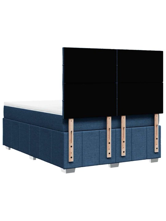 Box spring postel s matrací modrá 140x190 cm textil
