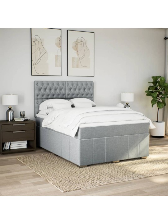 Box spring postel s matrací světle šedá 140 x 190 cm textil