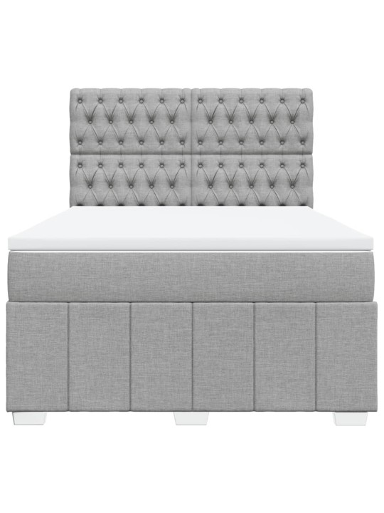 Box spring postel s matrací světle šedá 140 x 190 cm textil
