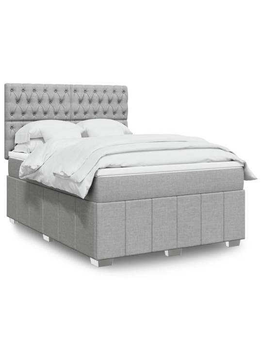 Box spring postel s matrací světle šedá 140 x 190 cm textil
