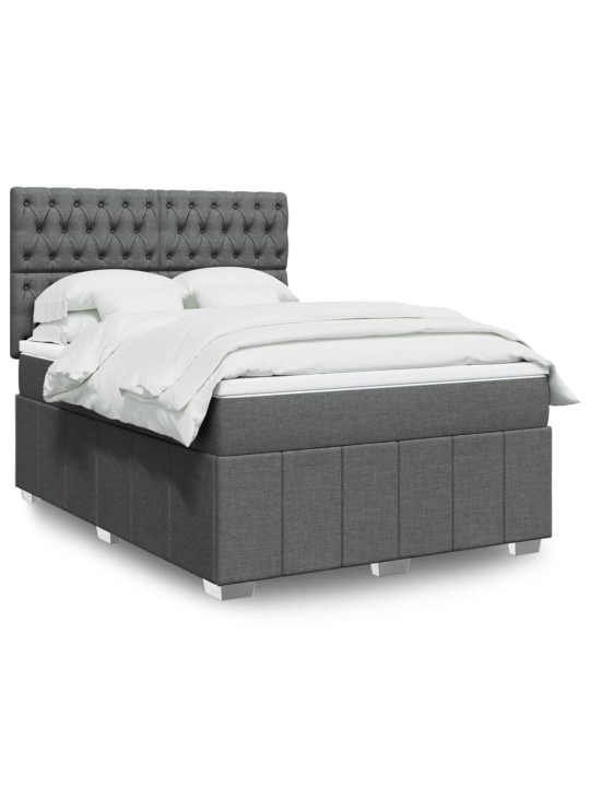 Box spring postel s matrací tmavě šedý 140 x 190 cm textil