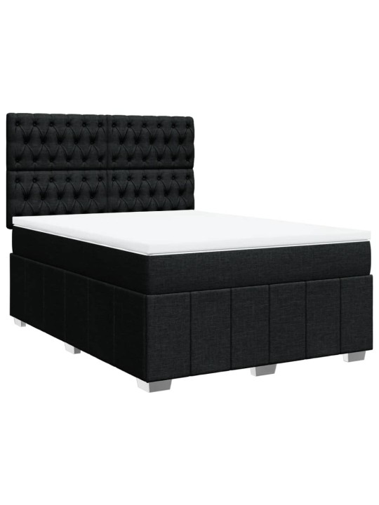 Box spring postel s matrací černá 140 x 190 cm textil
