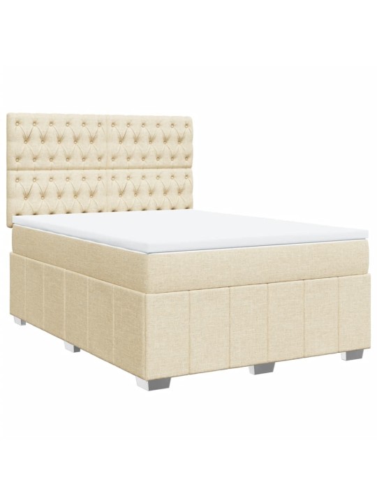 Box spring postel s matrací krémová 140x190 cm textil