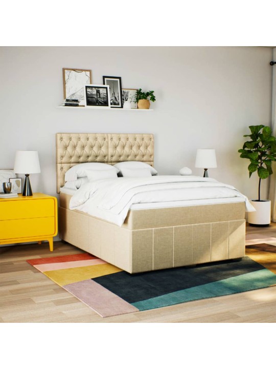 Box spring postel s matrací krémová 140x190 cm textil