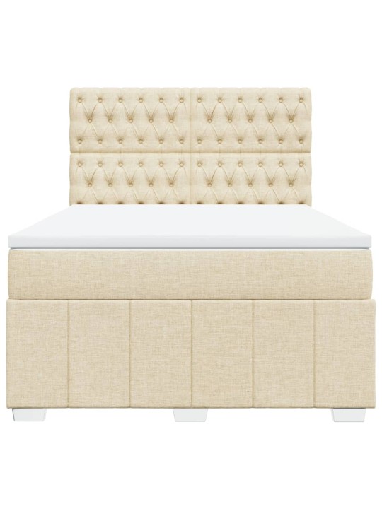 Box spring postel s matrací krémová 140x190 cm textil