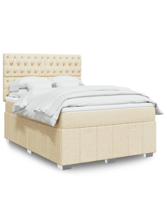 Box spring postel s matrací krémová 140x190 cm textil