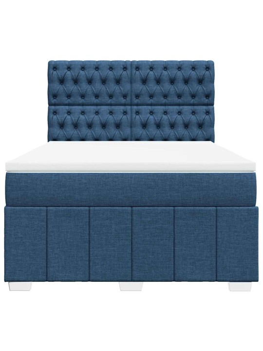 Box spring postel s matrací modrá 140x190 cm textil
