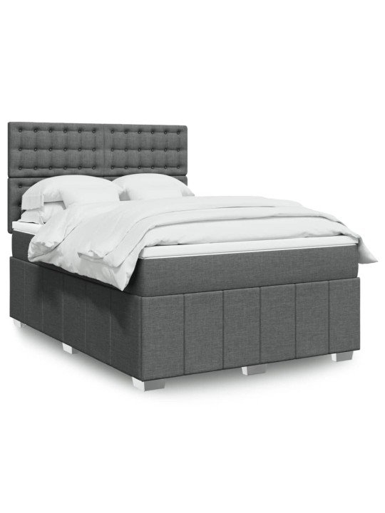 Box spring postel s matrací tmavě šedý 140 x 190 cm textil