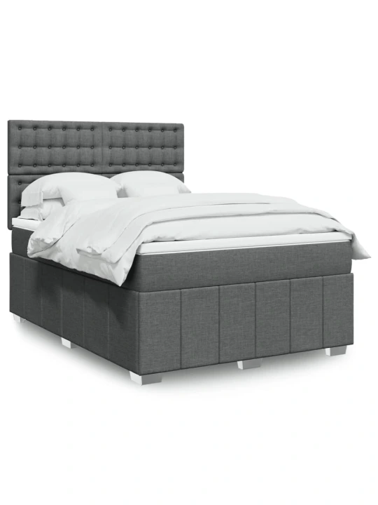 Box spring postel s matrací tmavě šedý 140 x 190 cm textil