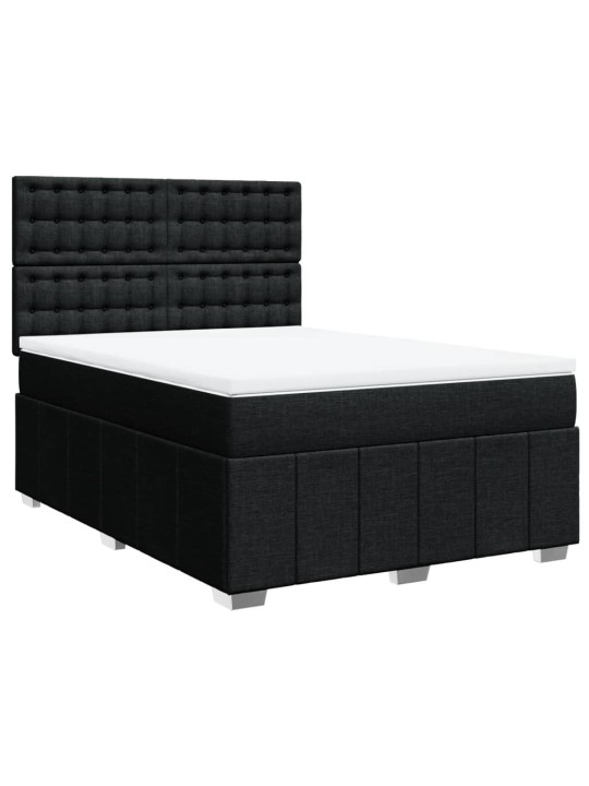 Box spring postel s matrací černá 140 x 190 cm textil