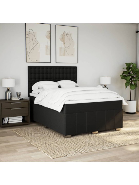Box spring postel s matrací černá 140 x 190 cm textil