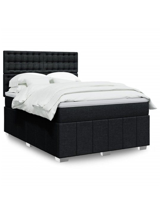 Box spring postel s matrací černá 140 x 190 cm textil