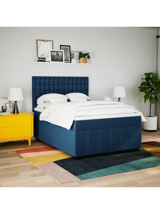 Box spring postel s matrací modrá 140x190 cm textil