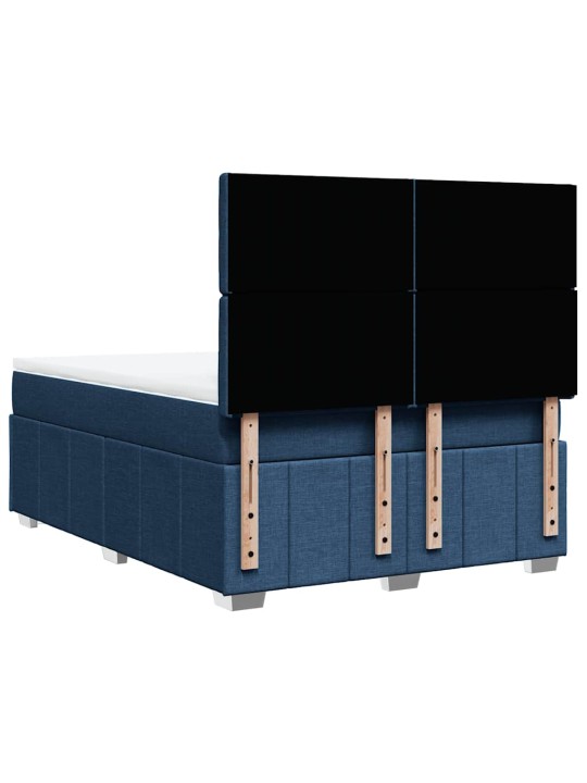 Box spring postel s matrací modrá 140x190 cm textil