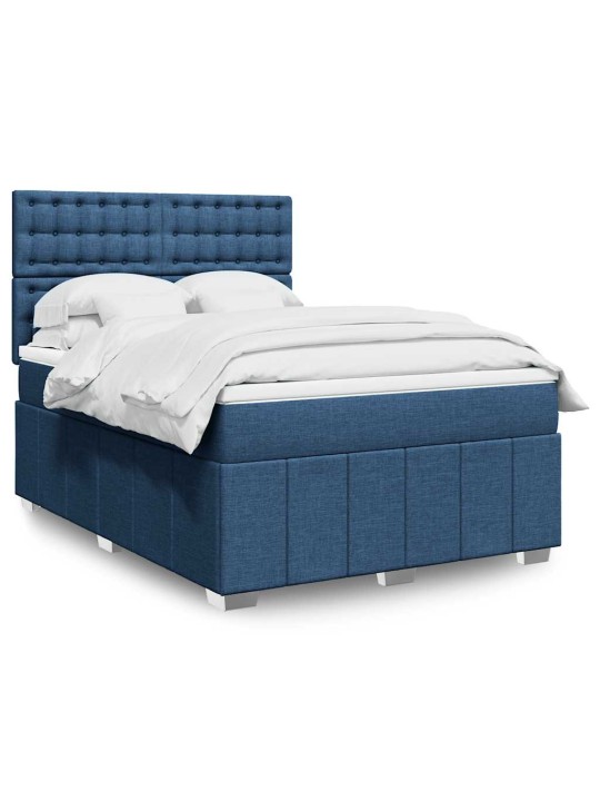 Box spring postel s matrací modrá 140x190 cm textil