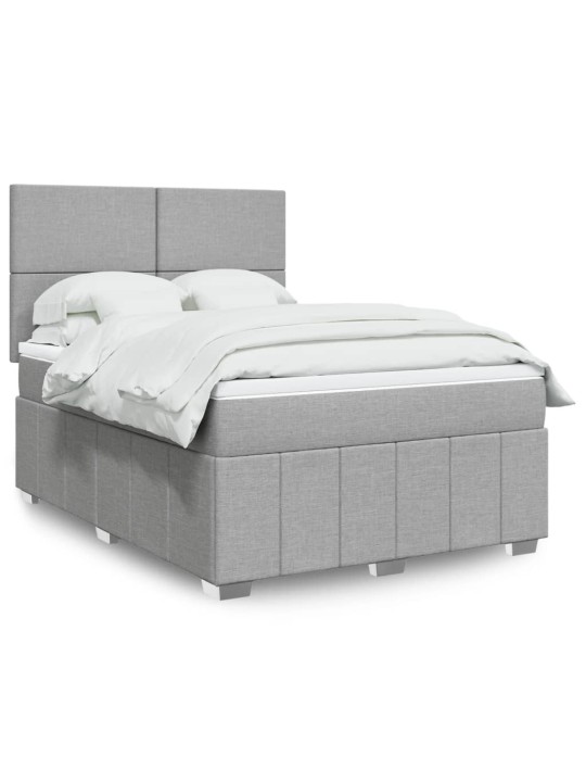 Box spring postel s matrací světle šedá 140 x 200 cm textil