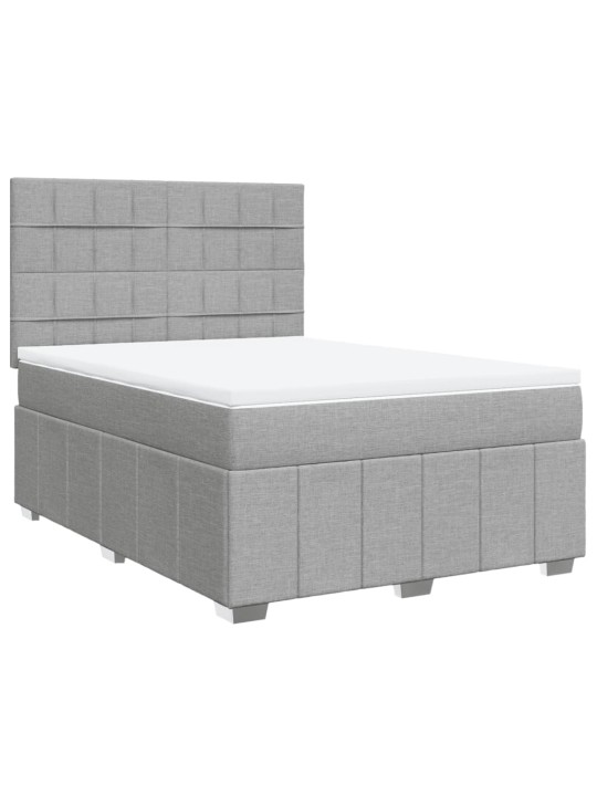 Box spring postel s matrací světle šedá 140 x 200 cm textil