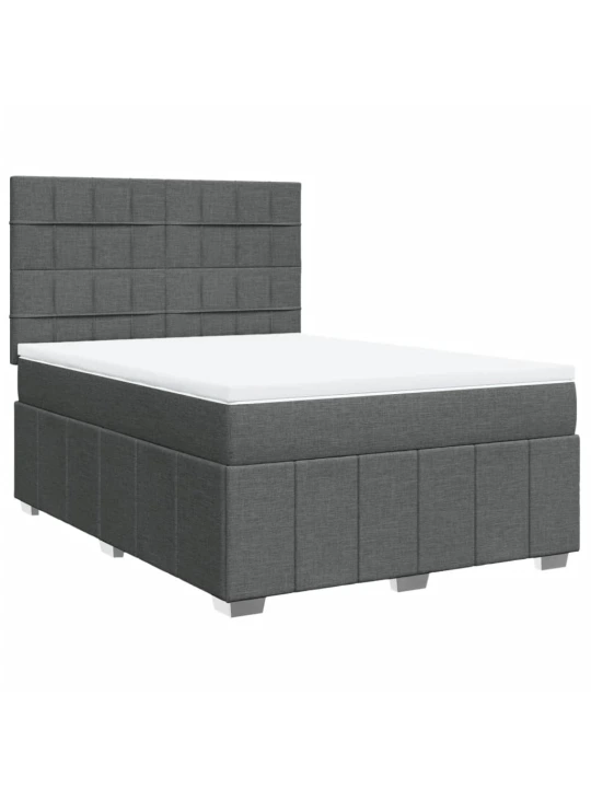 Box spring postel s matrací tmavě šedá 140x200 cm textil