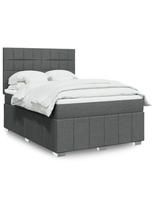 Box spring postel s matrací tmavě šedá 140x200 cm textil