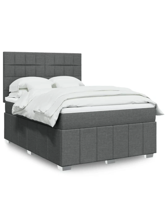 Box spring postel s matrací tmavě šedá 140x200 cm textil