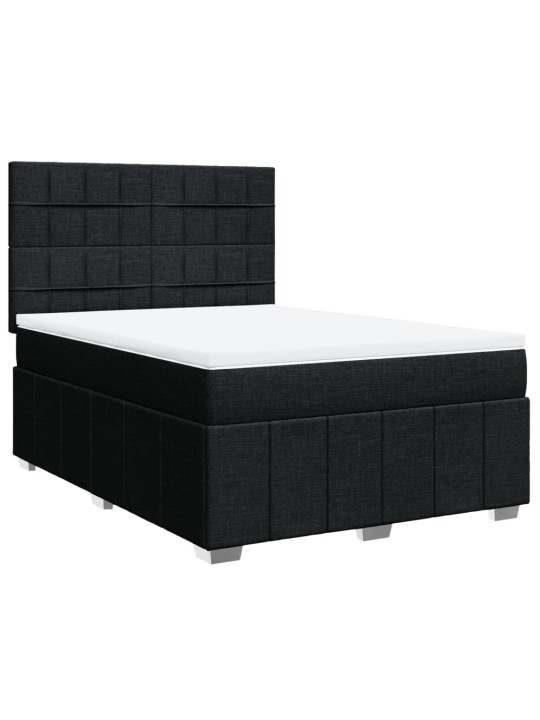 Box spring postel s matrací černá 140x200 cm textil