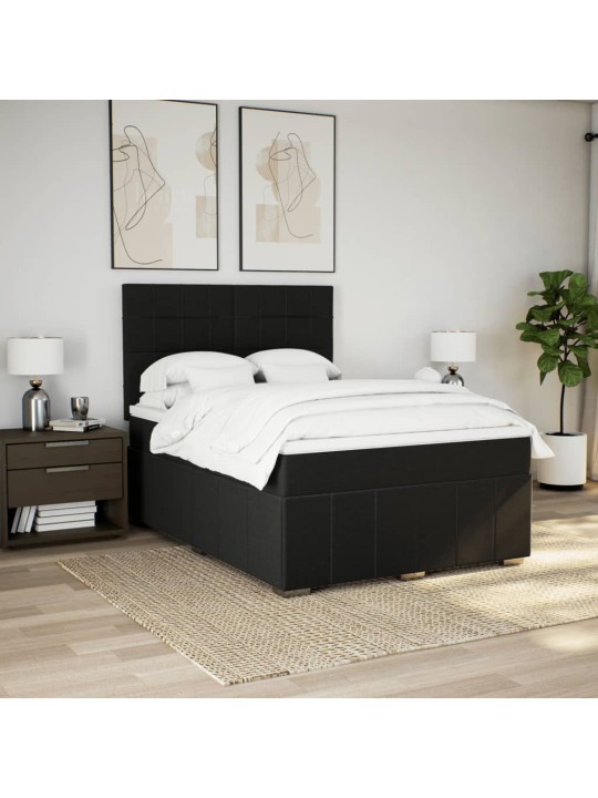 Box spring postel s matrací černá 140x200 cm textil