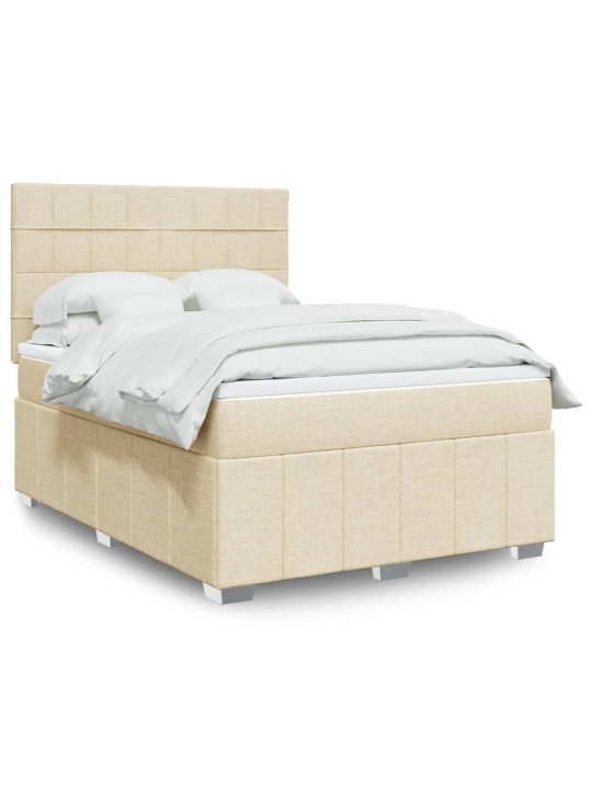 Box spring postel s matrací krémová 140x200 cm textil