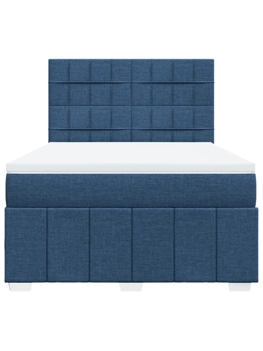 Box spring postel s matrací modrá 140x200 cm textil
