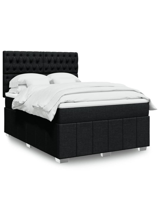 Box spring postel s matrací černá 140x200 cm textil