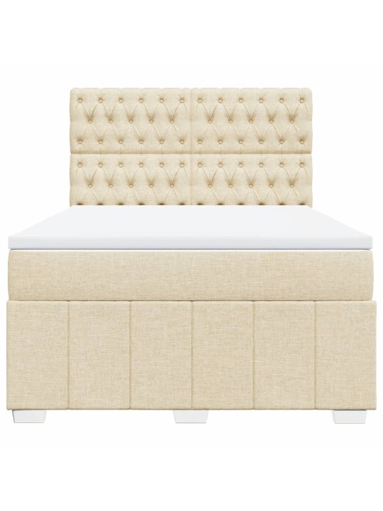 Box spring postel s matrací krémová 140x200 cm textil