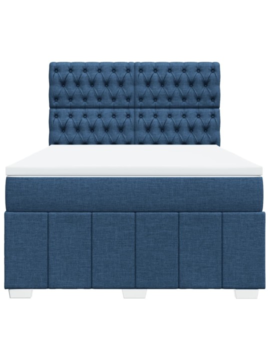 Box spring postel s matrací modrá 140x200 cm textil
