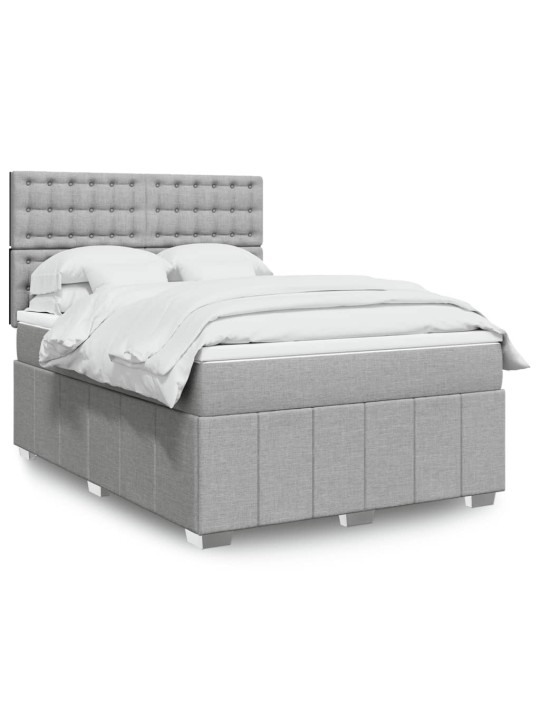 Box spring postel s matrací světle šedá 140 x 200 cm textil