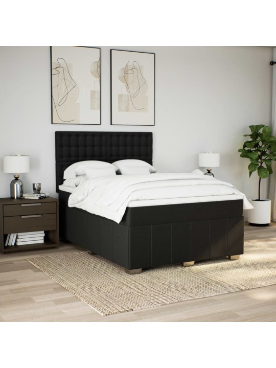 Box spring postel s matrací černá 140x200 cm textil