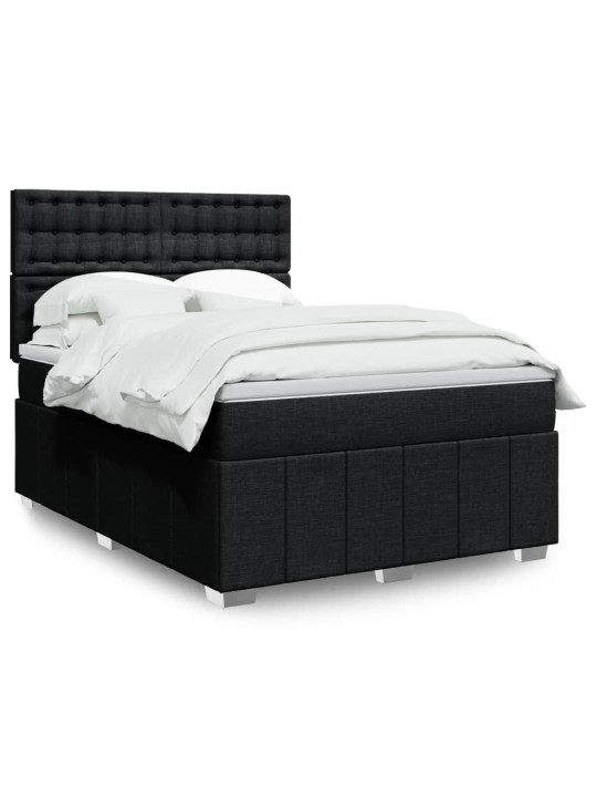 Box spring postel s matrací černá 140x200 cm textil