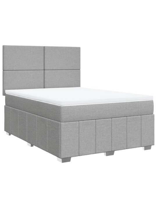 Box spring postel s matrací světle šedá 160 x 200 cm textil