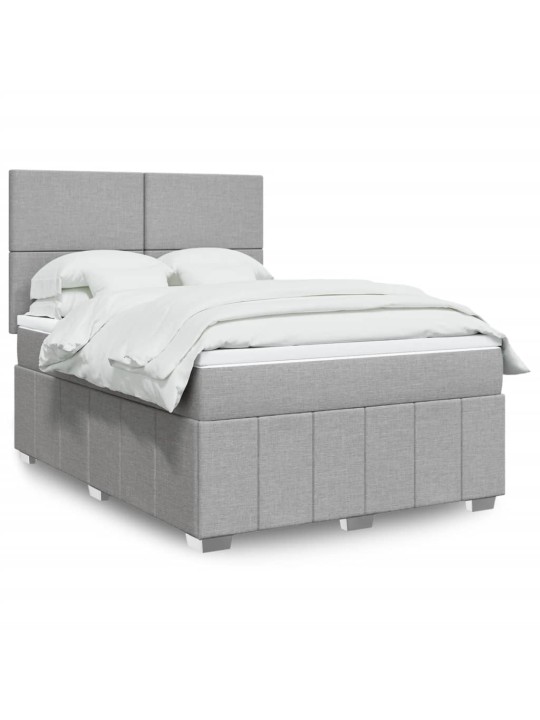 Box spring postel s matrací světle šedá 160 x 200 cm textil