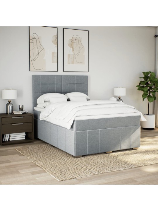 Box spring postel s matrací světle šedá 160 x 200 cm textil