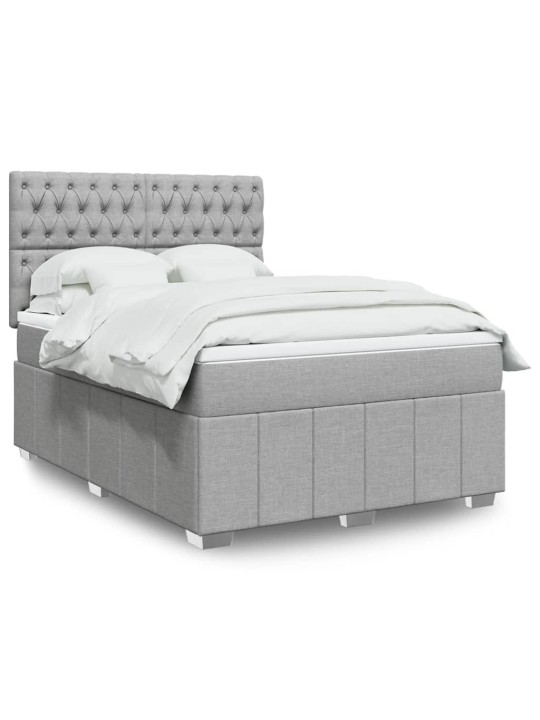 Box spring postel s matrací světle šedá 160 x 200 cm textil