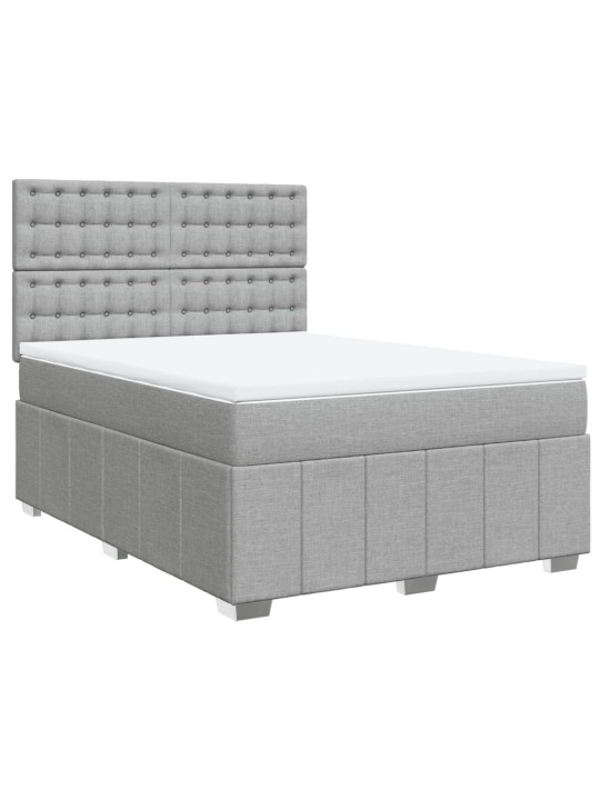 Box spring postel s matrací světle šedá 160 x 200 cm textil