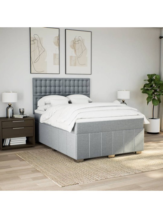 Box spring postel s matrací světle šedá 160 x 200 cm textil