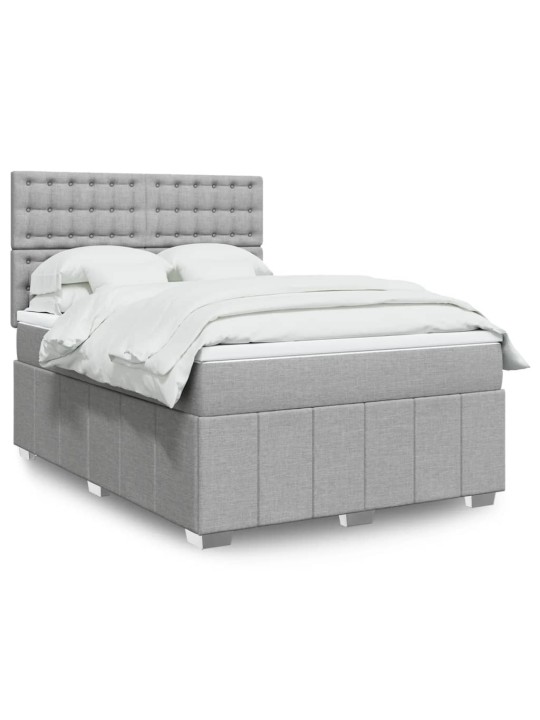 Box spring postel s matrací světle šedá 160 x 200 cm textil