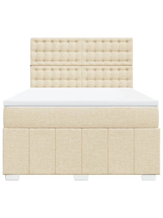 Box spring postel s matrací krémová 160x200 cm textil