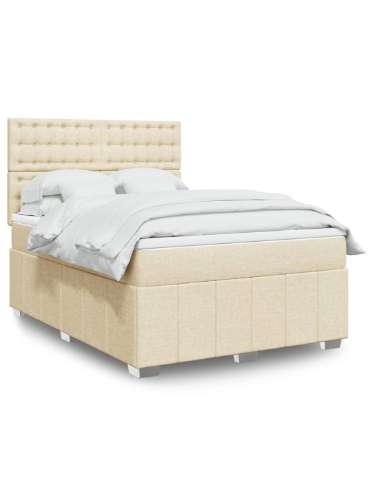 Box spring postel s matrací krémová 160x200 cm textil