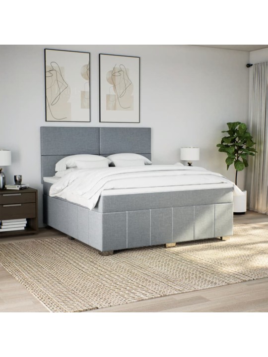 Box spring postel s matrací světle šedá 180 x 200 cm textil
