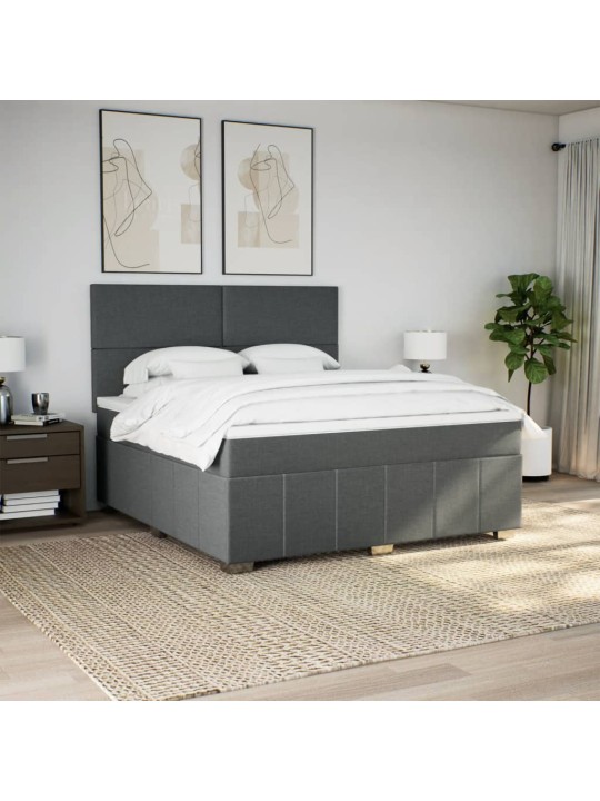 Box spring postel s matrací tmavě šedá 180x200 cm textil