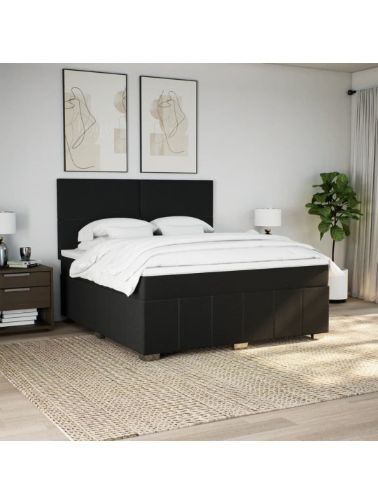 Box spring postel s matrací černá 180x200 cm textil