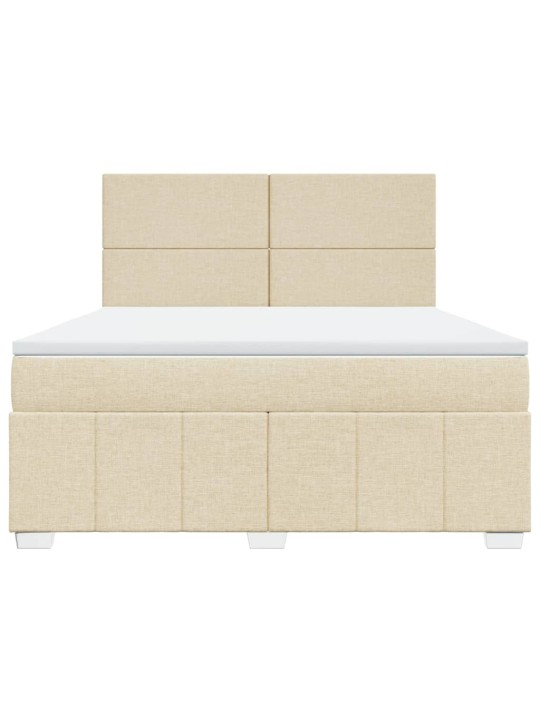 Box spring postel s matrací krémová 180x200 cm textil
