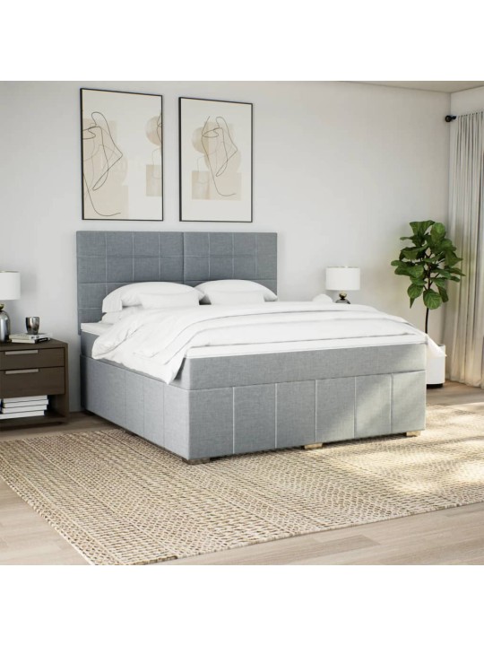 Box spring postel s matrací světle šedá 180 x 200 cm textil